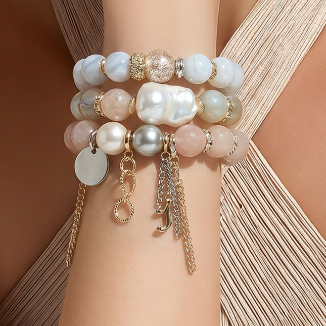 Rose Quartz & Blue Agate Bracelet