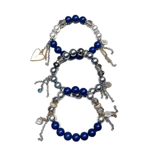 BIJOUXstacks Trio — Lapis Lazuli, Glass Pearl & Austrian Crystal