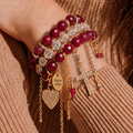Red Jade & Clear Crystal Bracelet