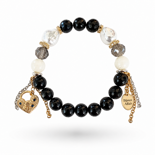 Black Tourmaline & Baroque Pearl Bracelet