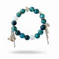 Teal Agate & Crackle Glass Bracelet