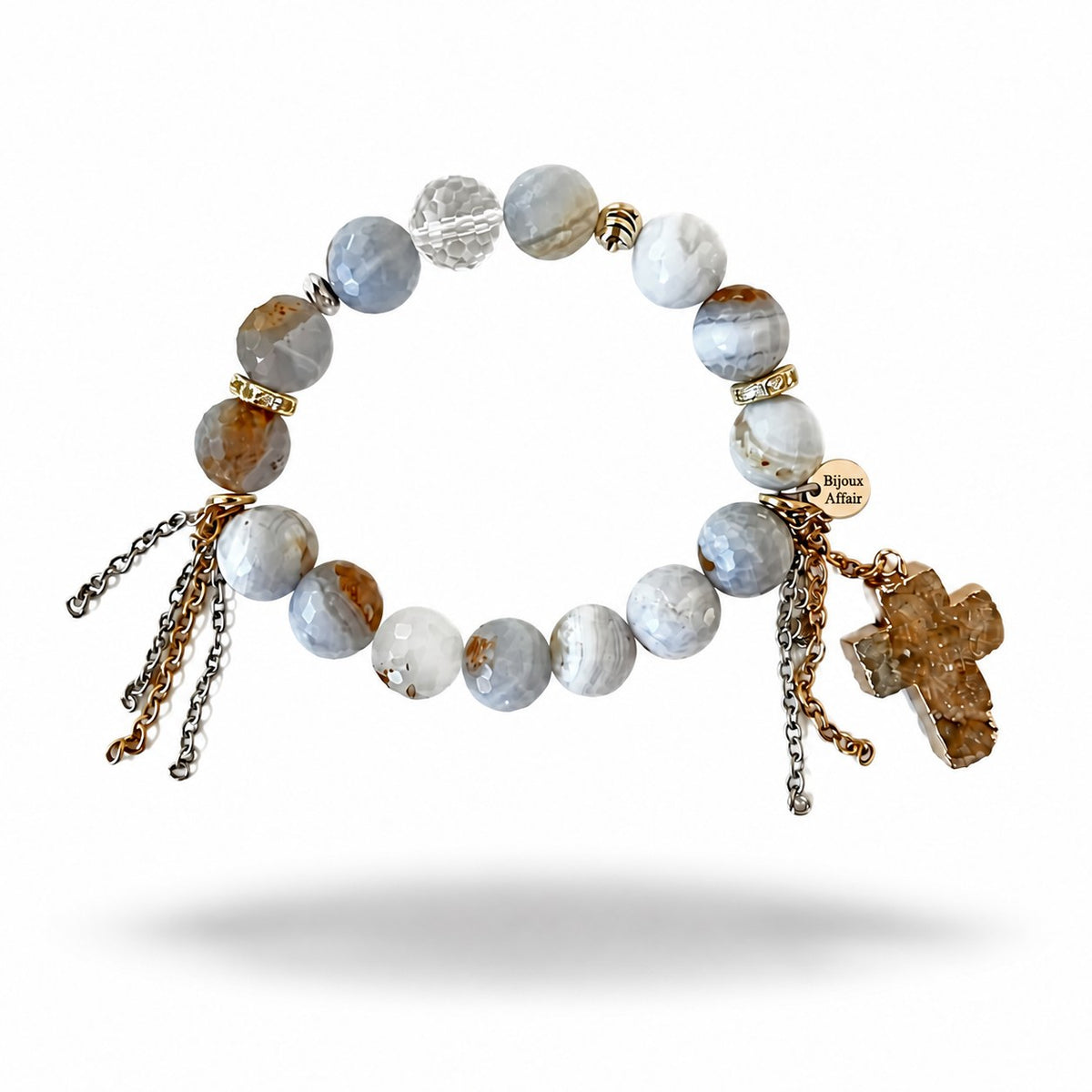 Faceted Blue-Grey Agate Bracelet