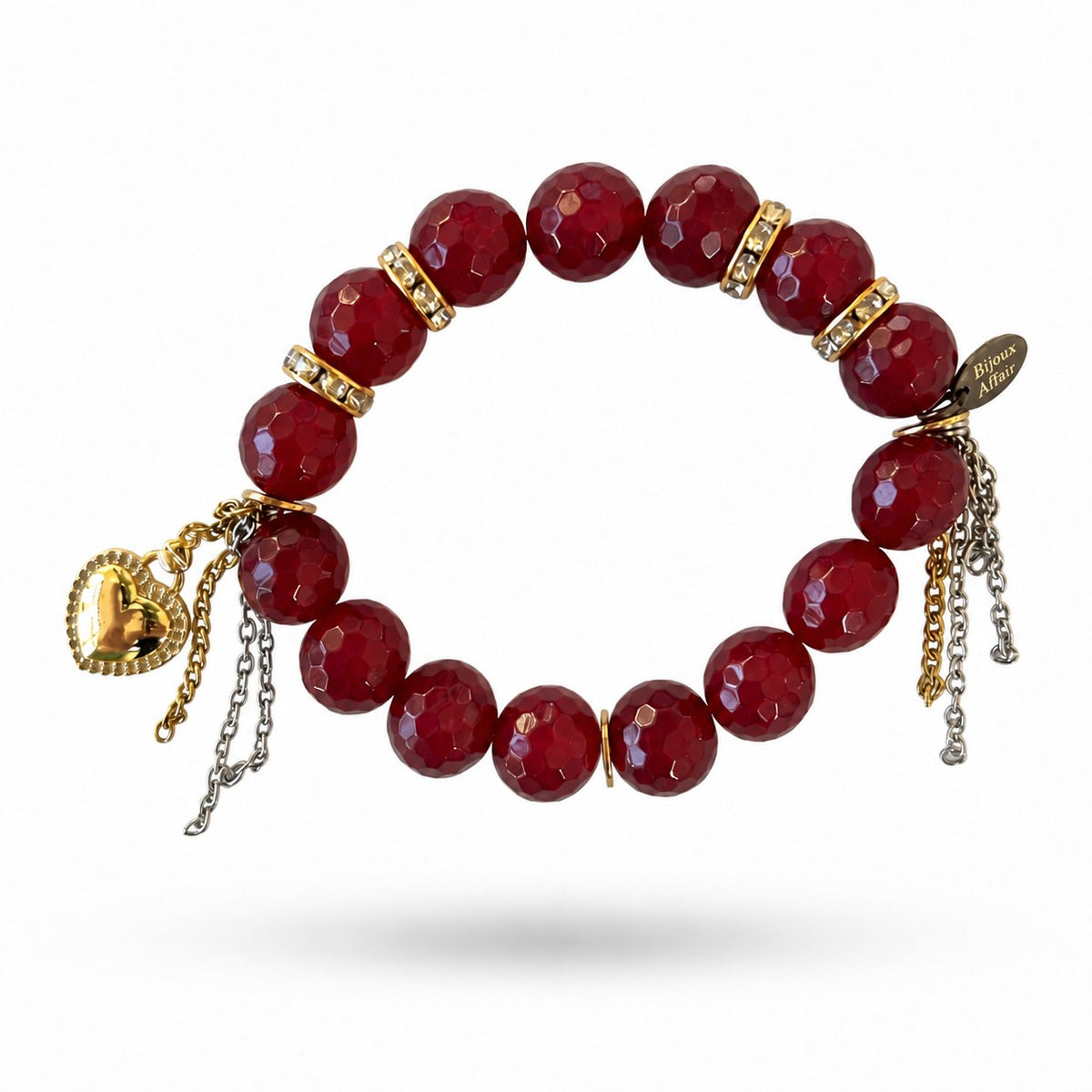 Faceted Red-Wine Jade Bracelet