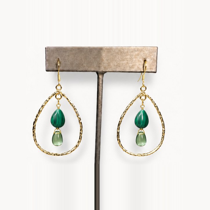Green Teardrop Crystal Earrings