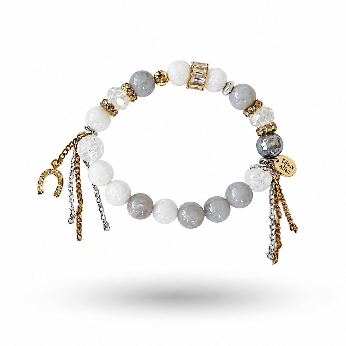 Grey Agate & White Moonstone Bracelet