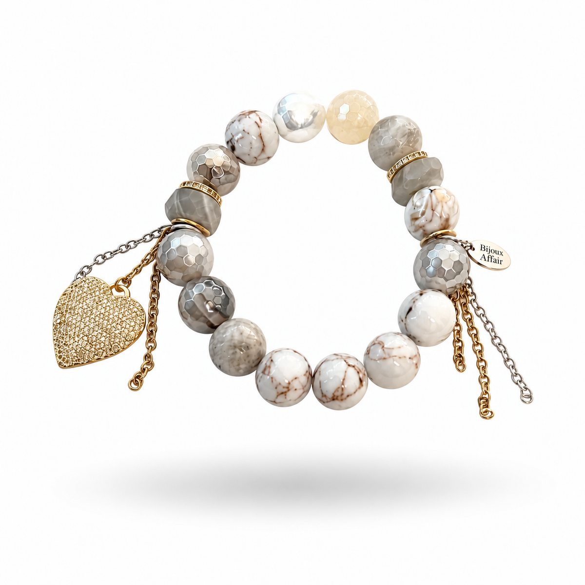 Plated Agate, Glass Pearl & Citrine Bracelet