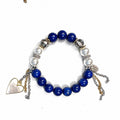 Lapis Lazuli, Austrian Crystal & Glass Pearl Bracelet — White Heart