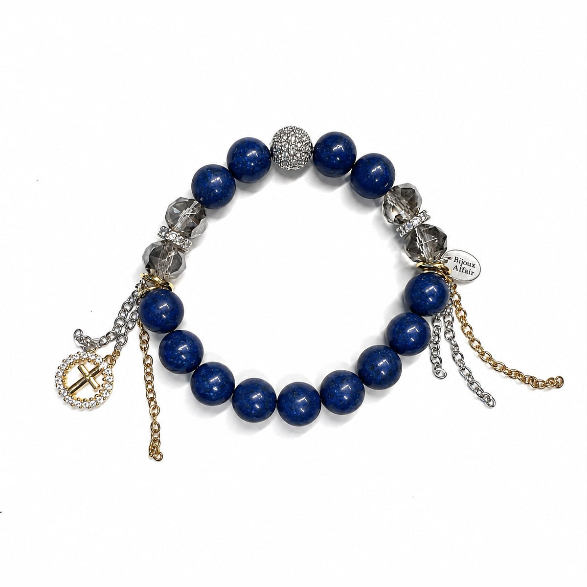 Lapis Lazuli & Austrian Crystal Bracelet — Cross