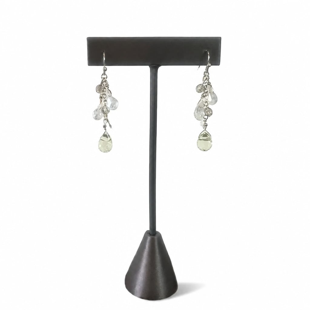Light Green & Clear Glass Chandelier Earrings