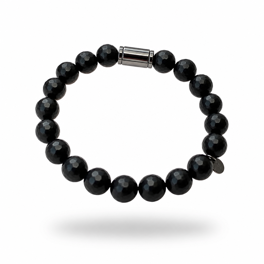 Men's Black Onyx Bracelet — Steel Barrel