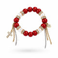 Red Jade & Glass Pearl Bracelet — Cross