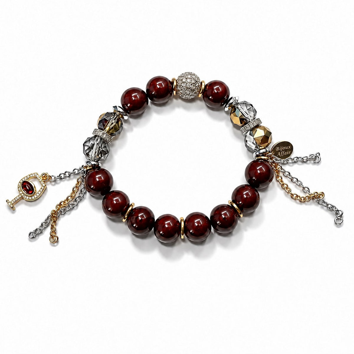 Reddish-Brown Tourmaline & Austrian Crystal Bracelet