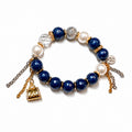 Stackable Gemstone Bracelet — Dark Blue Jade & Glass Pearl