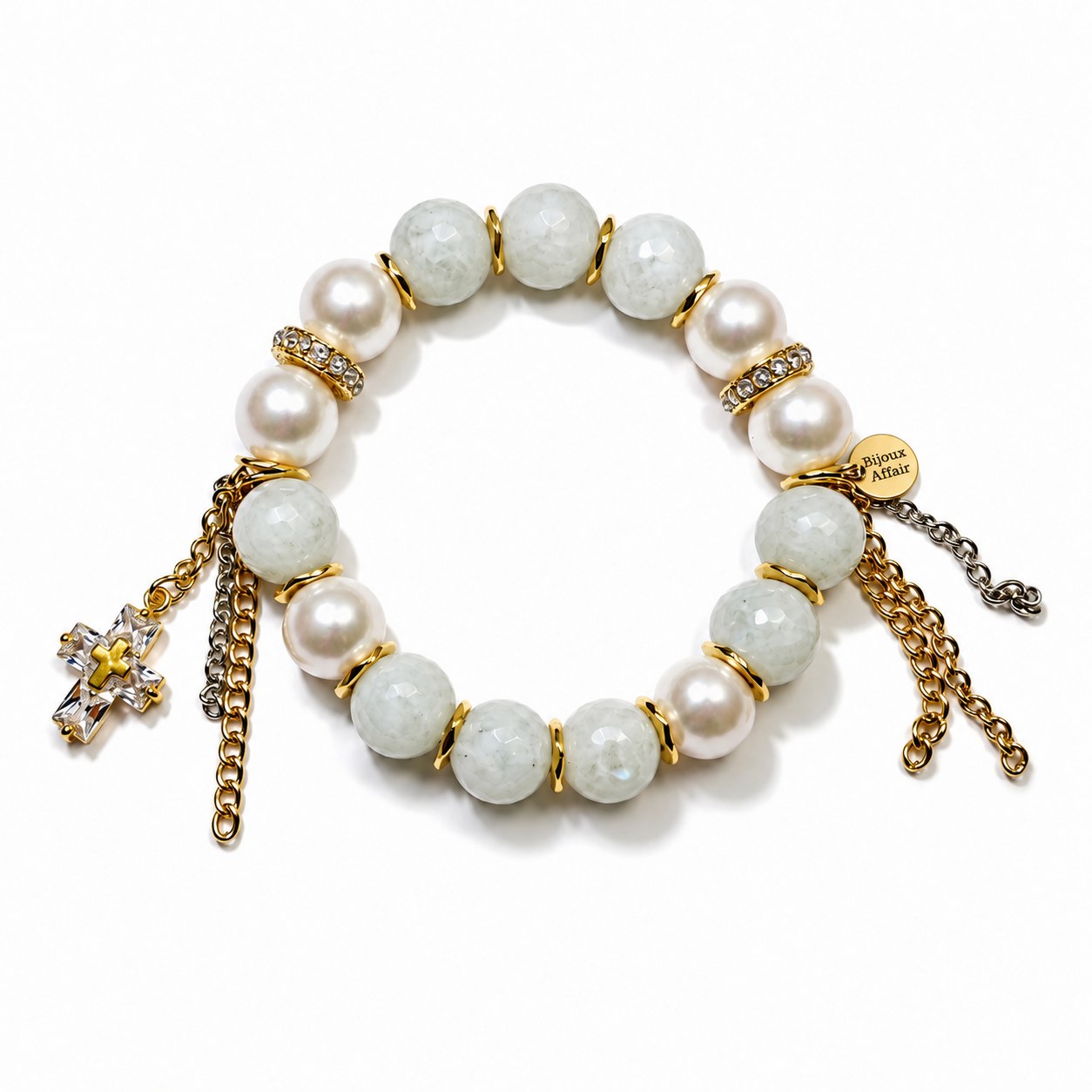 Stackable Gemstone Bracelet — Moonstone & Glass Pearl