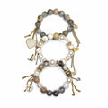 Stackable Gemstone Bracelet Trio — Green Moonstone & Howlite