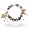 Plated Agate, Shell Pearl & Clear Quartz Bracelet